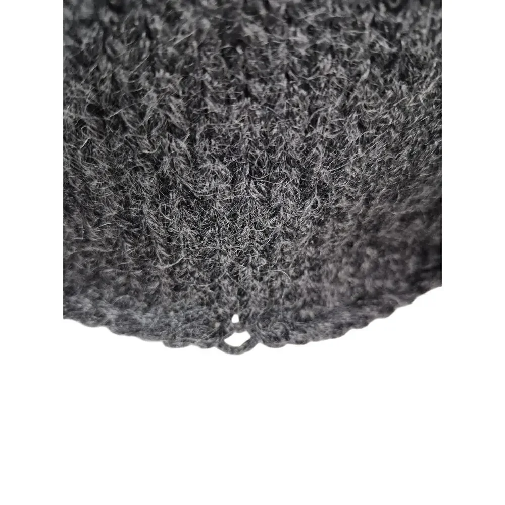 Eileen Fisher Charcoal Gray Twist front Italian Wool sweater Sz M